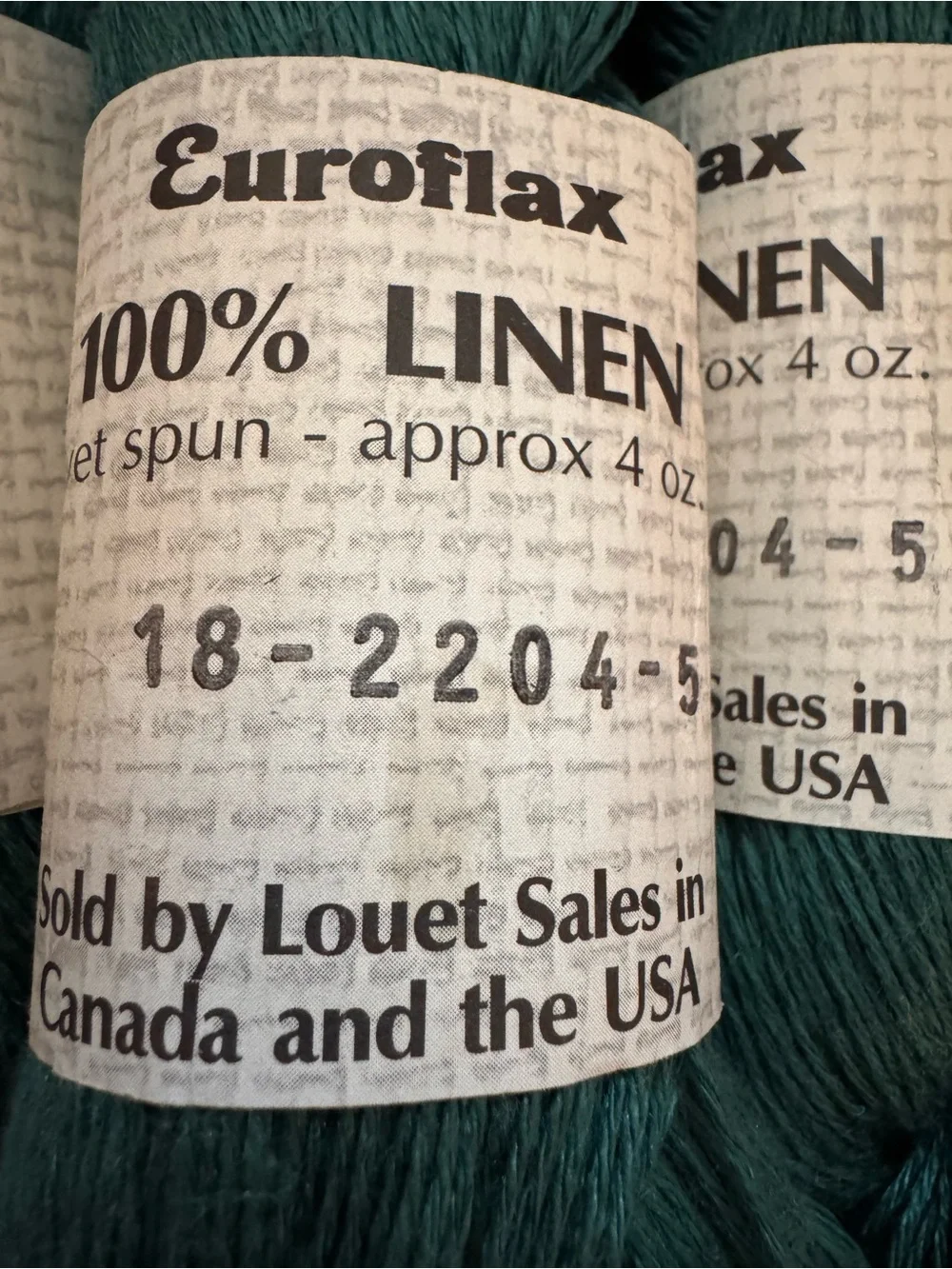 SOKD Louet Euroflax Linen Wet Spun Yarn 4 Hanks Emerald Hunter Green 1300 Yds